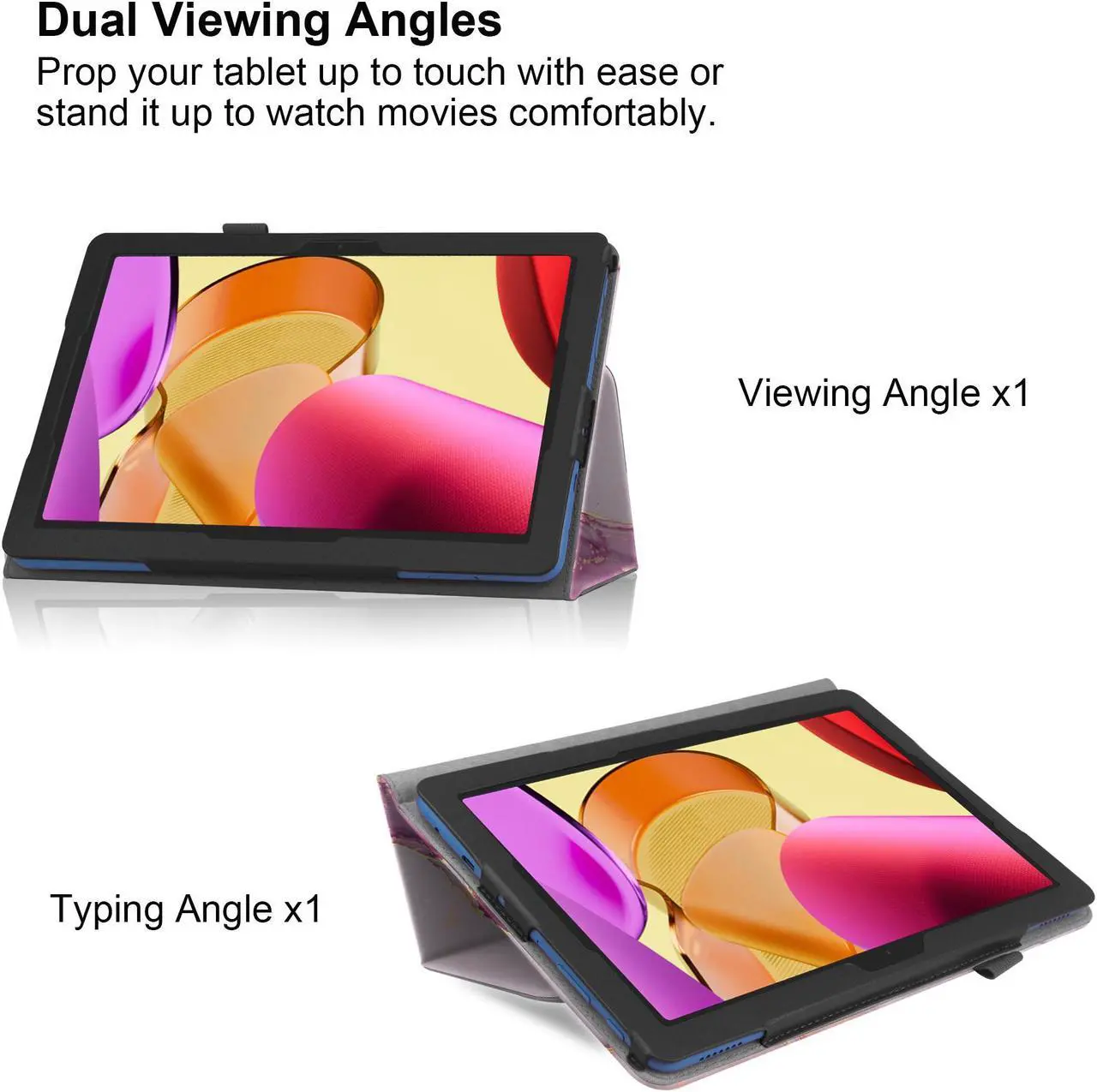 Alt view image 2 of 5 - Case for TCL Tab 8 LE 8" Tablet (Model: 9137W) 2023 Release - Slim Lightweight Folding Stand Cover Premium PU Leather Case for TCL Tab 8 LE Tablet Model: 9137W + 1 Stylus (Marble Pink)