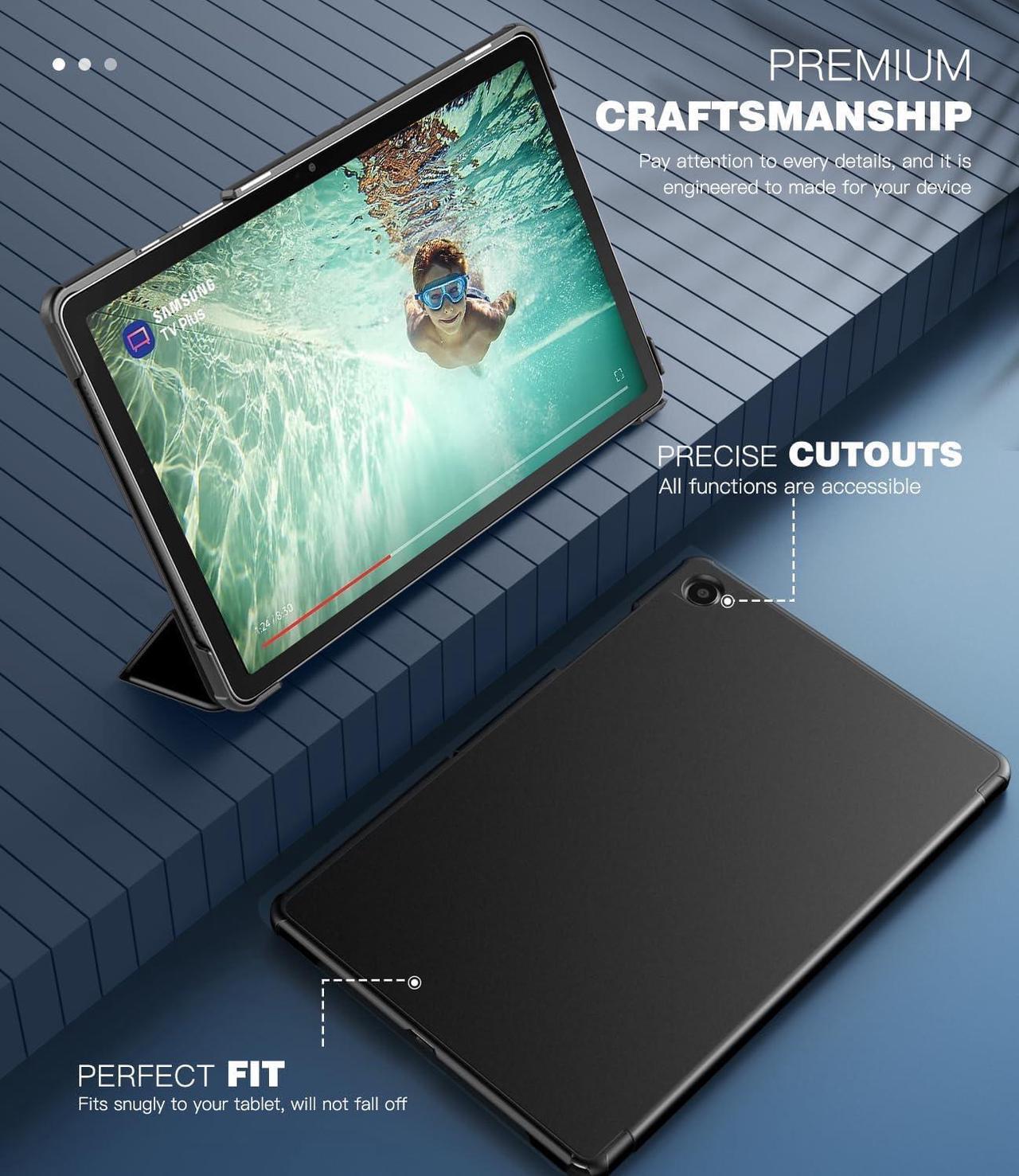 Alt view image 2 of 6 - Tri-Fold Case for Samsung Galaxy Tab A9 Plus 11 Inch SM-X210 SM-X215 SM-X216 SM-X218 - Slim Stand Hard Back Shell Protective Cover with Auto Sleep Wake for Smasung Galaxy Tab A9+ 5G 11" 2023 (Black)