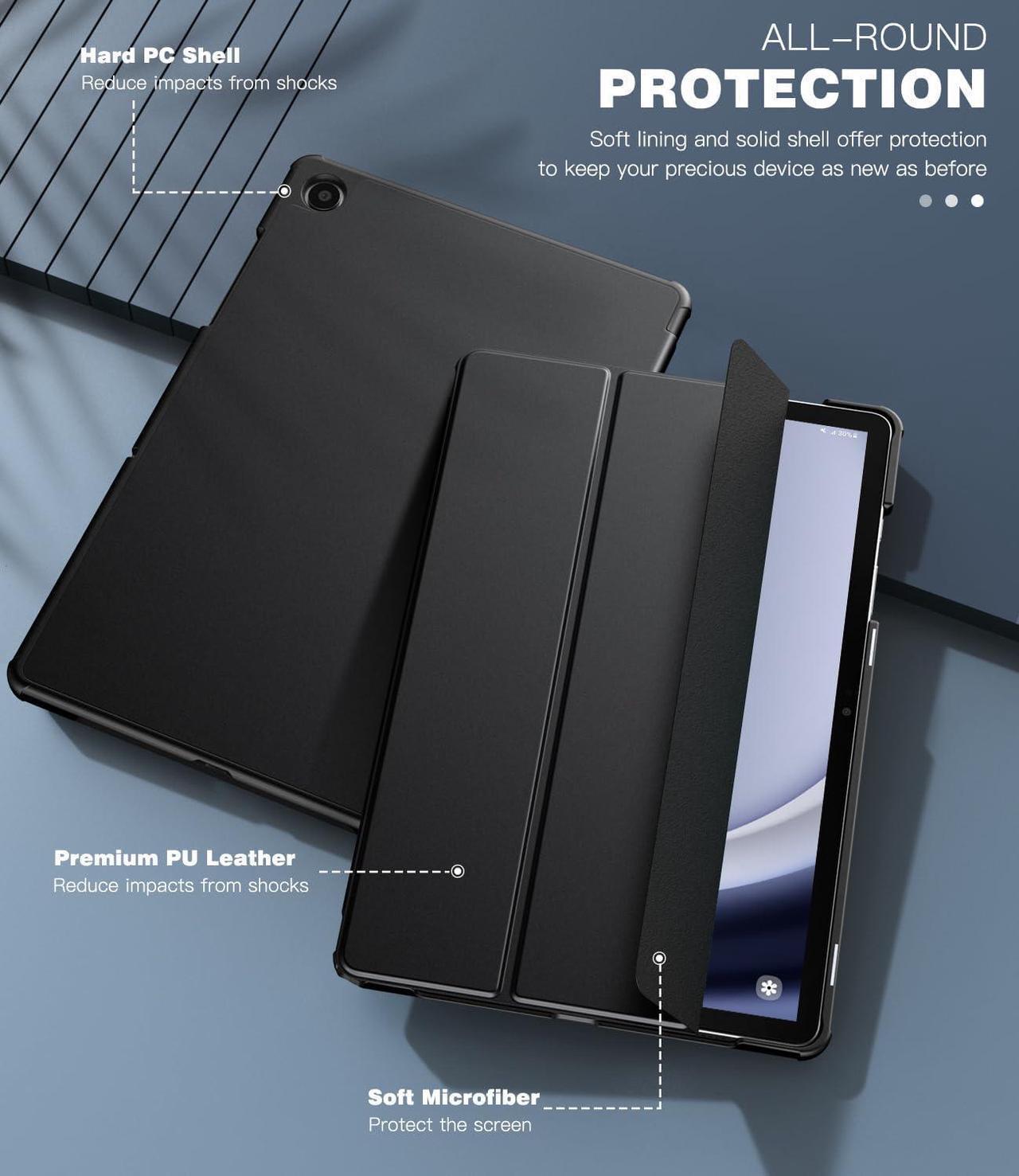 Alt view image 4 of 6 - Tri-Fold Case for Samsung Galaxy Tab A9 Plus 11 Inch SM-X210 SM-X215 SM-X216 SM-X218 - Slim Stand Hard Back Shell Protective Cover with Auto Sleep Wake for Smasung Galaxy Tab A9+ 5G 11" 2023 (Black)
