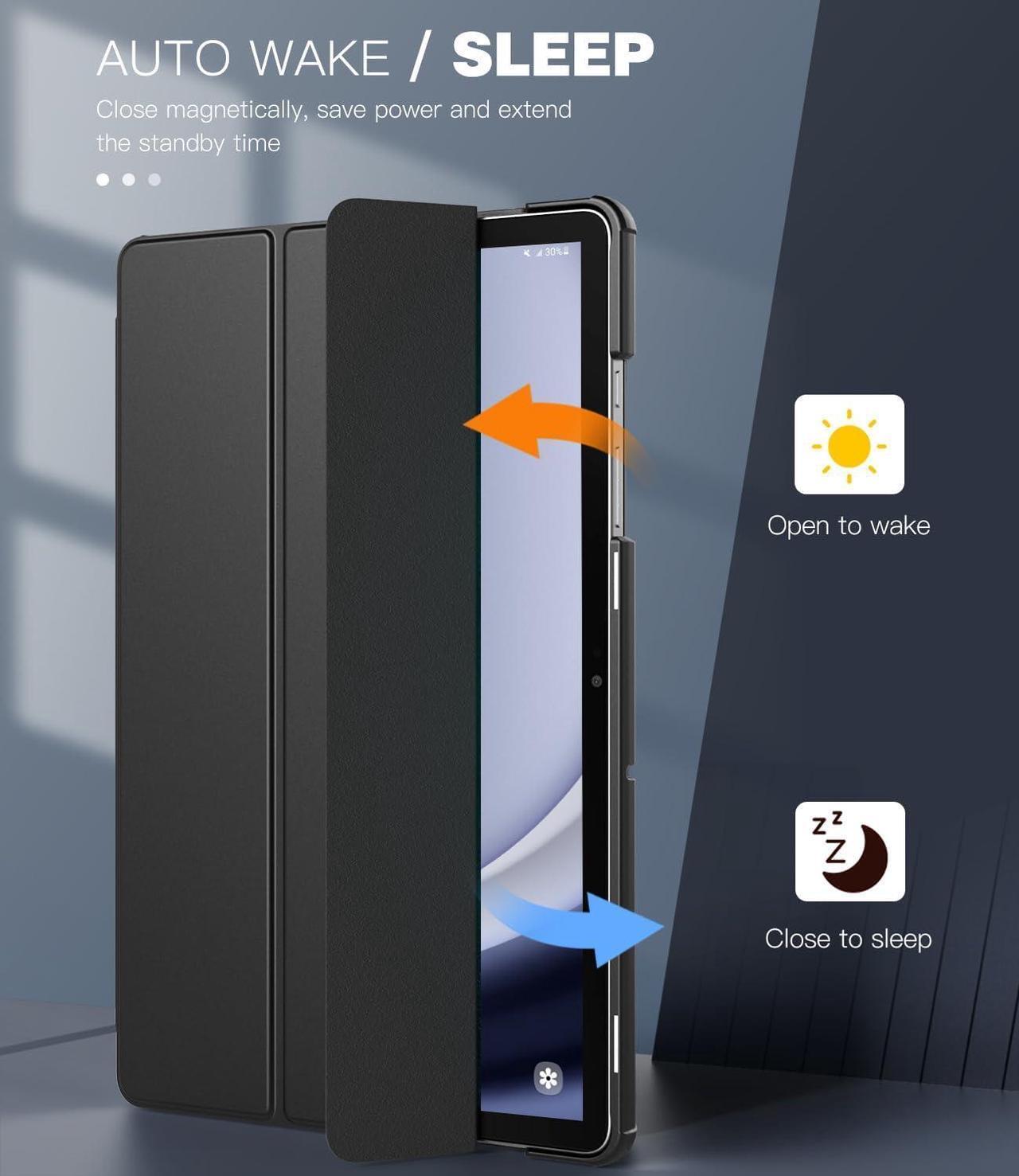 Alt view image 6 of 6 - Tri-Fold Case for Samsung Galaxy Tab A9 Plus 11 Inch SM-X210 SM-X215 SM-X216 SM-X218 - Slim Stand Hard Back Shell Protective Cover with Auto Sleep Wake for Smasung Galaxy Tab A9+ 5G 11" 2023 (Black)