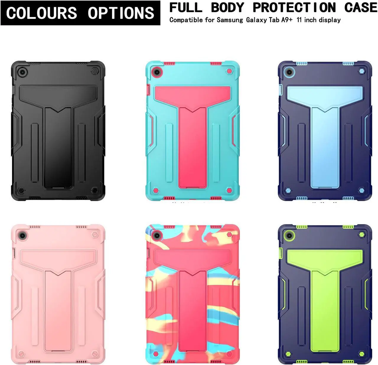 Alt view image 7 of 7 - Case for Samsung Galaxy Tab A9+ 11" Case with Tempered Glass Screen Protector - Dual Layer Shockproof Full-Body Protective Cover with Kickstand for Galaxy Tab A9 Plus 5G 11 Inch (SM-X210/X216/X218U)
