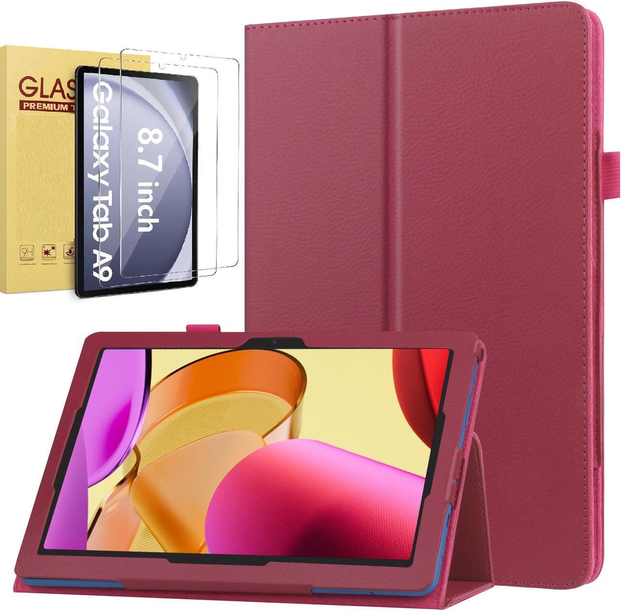 Main image of Galaxy Tab A9 (SM-X110/ SM-X115/ SM-X117) Case with 2PCS Tempered Glass Screen Protector for Samsung Galaxy Tab A9 Tablet 8.7 inch - Magnetic Closure Protective Folio Cover with Auto Sleep Wake (Pink)