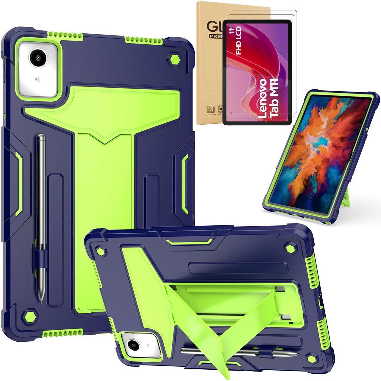 Alt view image 2 of 7 - Elitegadget Lenovo Tab M11 Case with Tempered Glass Screen Protector, Shockproof Anti-Slip Full Body Protection Cover Stand Case with 2 Screen Protector for Lenovo Tab M11 11 inch Tablet (Blue/Green)