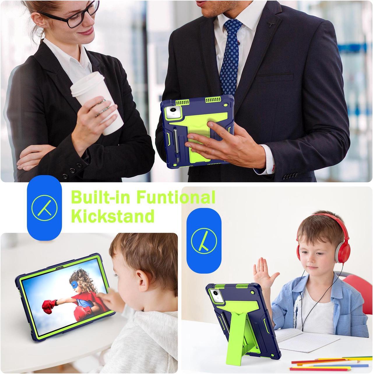 Alt view image 3 of 7 - Elitegadget Lenovo Tab M11 Case with Tempered Glass Screen Protector, Shockproof Anti-Slip Full Body Protection Cover Stand Case with 2 Screen Protector for Lenovo Tab M11 11 inch Tablet (Blue/Green)