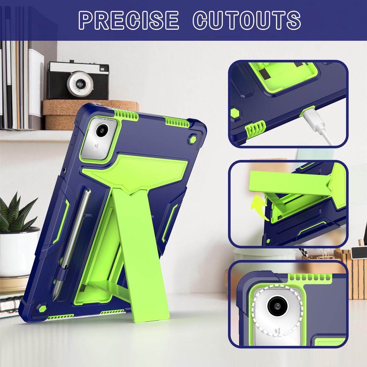Alt view image 4 of 7 - Elitegadget Lenovo Tab M11 Case with Tempered Glass Screen Protector, Shockproof Anti-Slip Full Body Protection Cover Stand Case with 2 Screen Protector for Lenovo Tab M11 11 inch Tablet (Blue/Green)