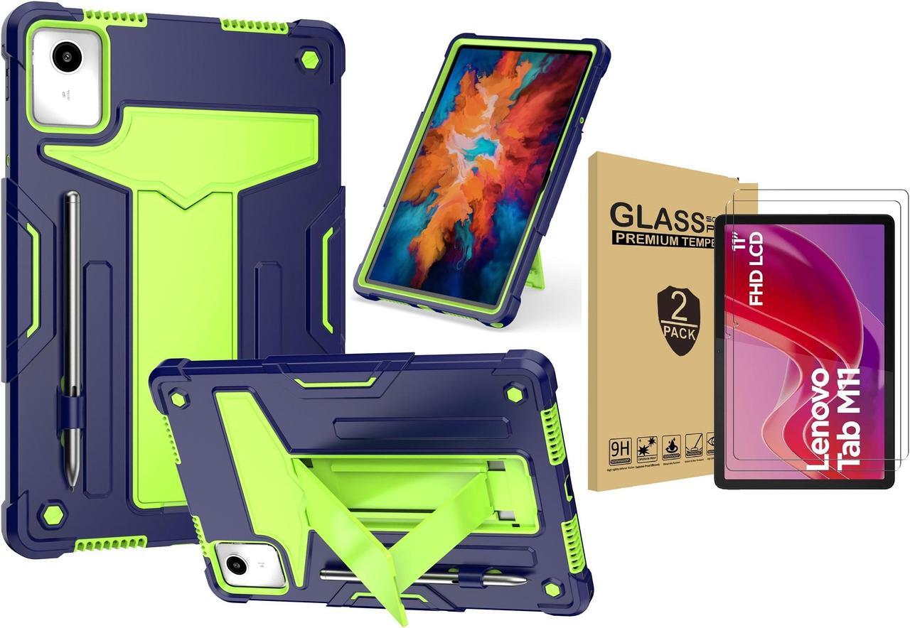Alt view image 7 of 7 - Elitegadget Lenovo Tab M11 Case with Tempered Glass Screen Protector, Shockproof Anti-Slip Full Body Protection Cover Stand Case with 2 Screen Protector for Lenovo Tab M11 11 inch Tablet (Blue/Green)