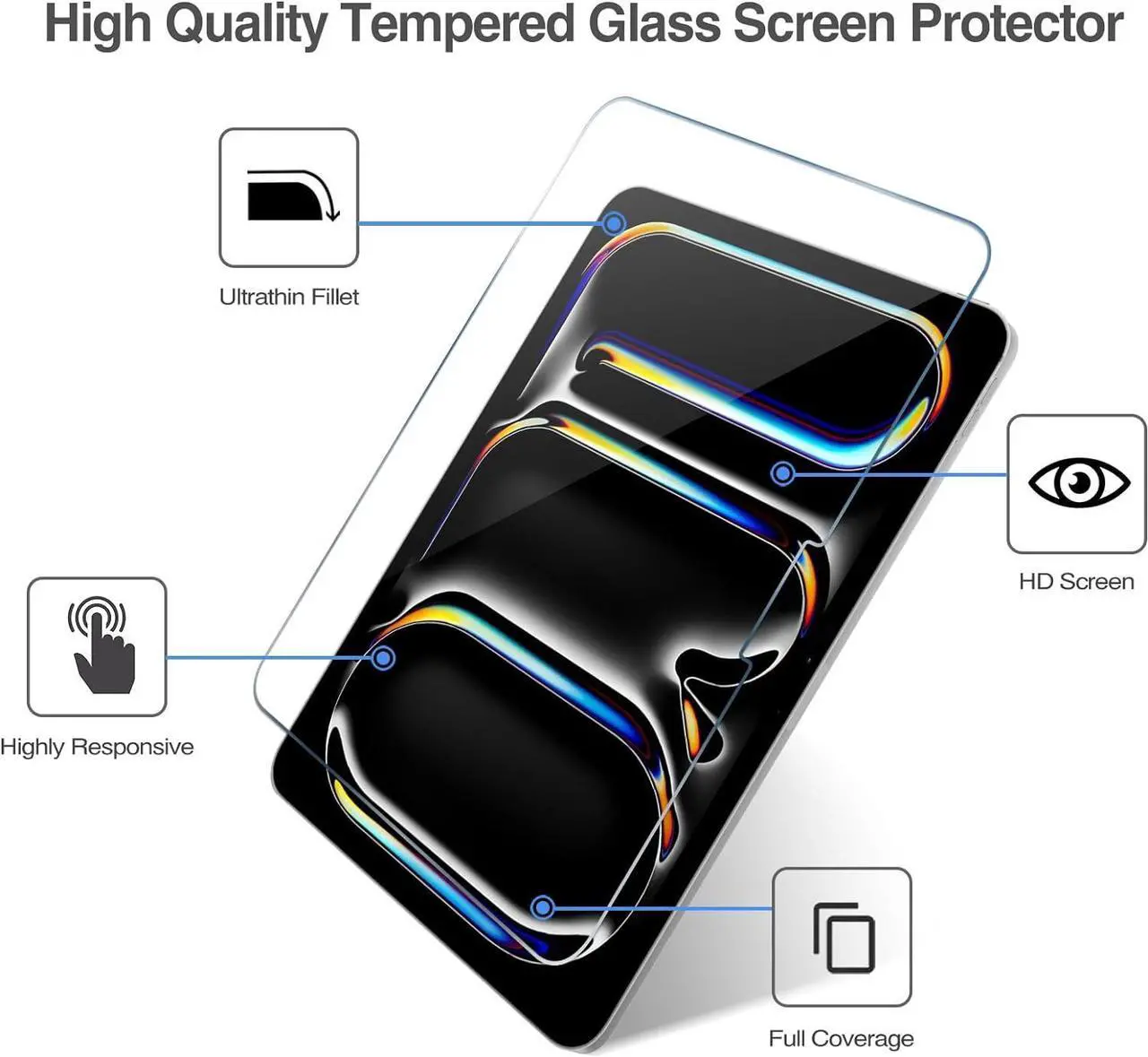 Alt view image 2 of 7 - (2 Pack) Screen Protector for Apple 13-inch iPad Pro (2024) Tempered Glass Anti-Scratch Case Friendly Screen Saver for New iPad Pro 13'' (M4 Chip) A2925/A2926/A3007 [Face ID & Apple Pencil Compatible]