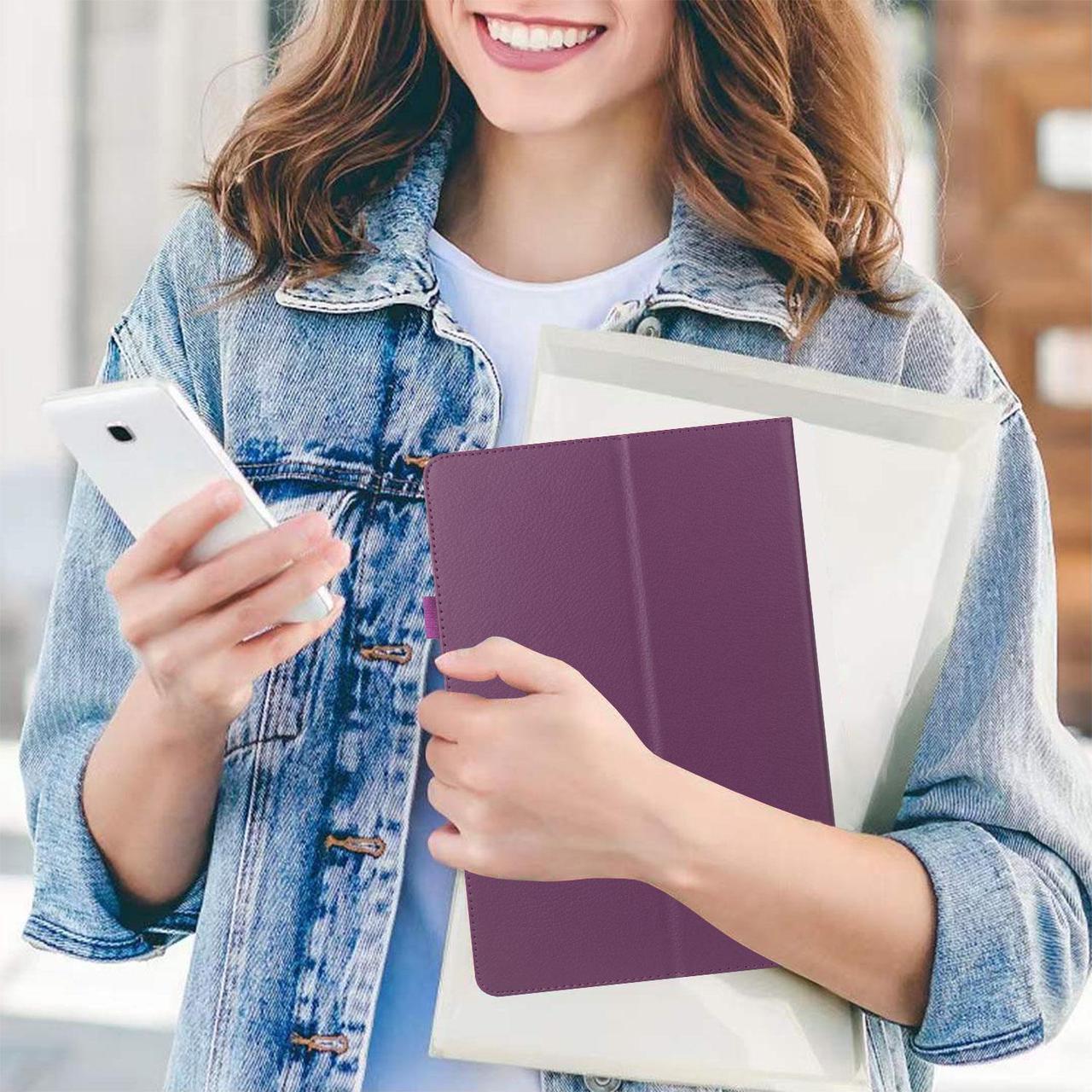 Alt view image 6 of 6 - anicestore Case for ONN 8 Inch Tablet (2024 Model) Gen 4 - Slim Lightweight Folio PU Leather Folding Stand Cover Auto Sleep & Wake Case for 2024 Onn Surf 8" Kids Tablet + 1 Random Stylus (Purple)