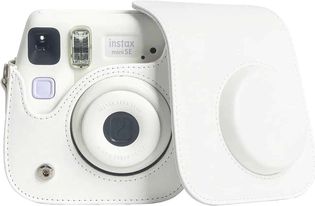Alt view image 3 of 7 - Camera Case for Fujifilm Instax Mini SE / 7+ Instant Camera Protective Carrying Bag PU Leather with Adjustable Shoulder Straps Fujifilm Instax Mini SE Case / Fujifilm Instax Mini 7 Plus Case (White)