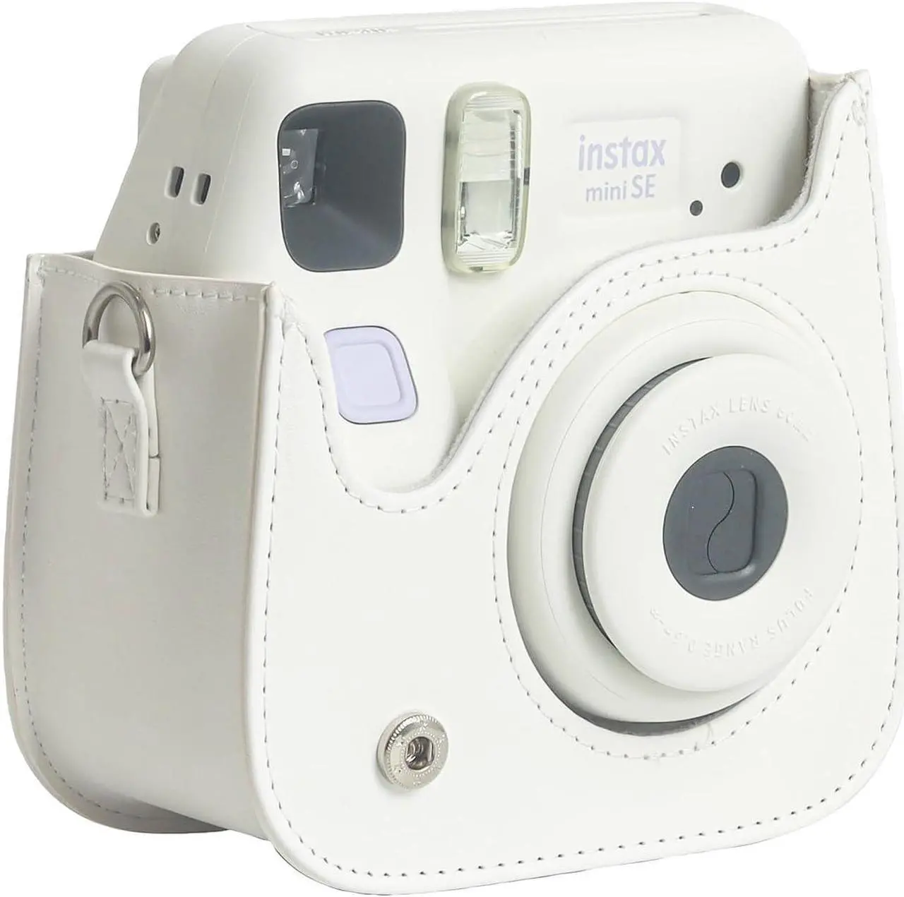 Alt view image 6 of 7 - Camera Case for Fujifilm Instax Mini SE / 7+ Instant Camera Protective Carrying Bag PU Leather with Adjustable Shoulder Straps Fujifilm Instax Mini SE Case / Fujifilm Instax Mini 7 Plus Case (White)