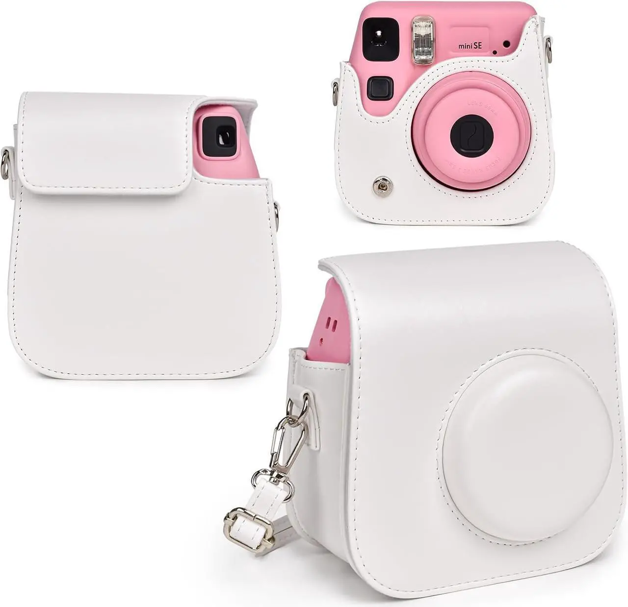 Main image of Camera Case for Fujifilm Instax Mini SE / 7+ Instant Camera Protective Carrying Bag PU Leather with Adjustable Shoulder Straps Fujifilm Instax Mini SE Case / Fujifilm Instax Mini 7 Plus Case (White)