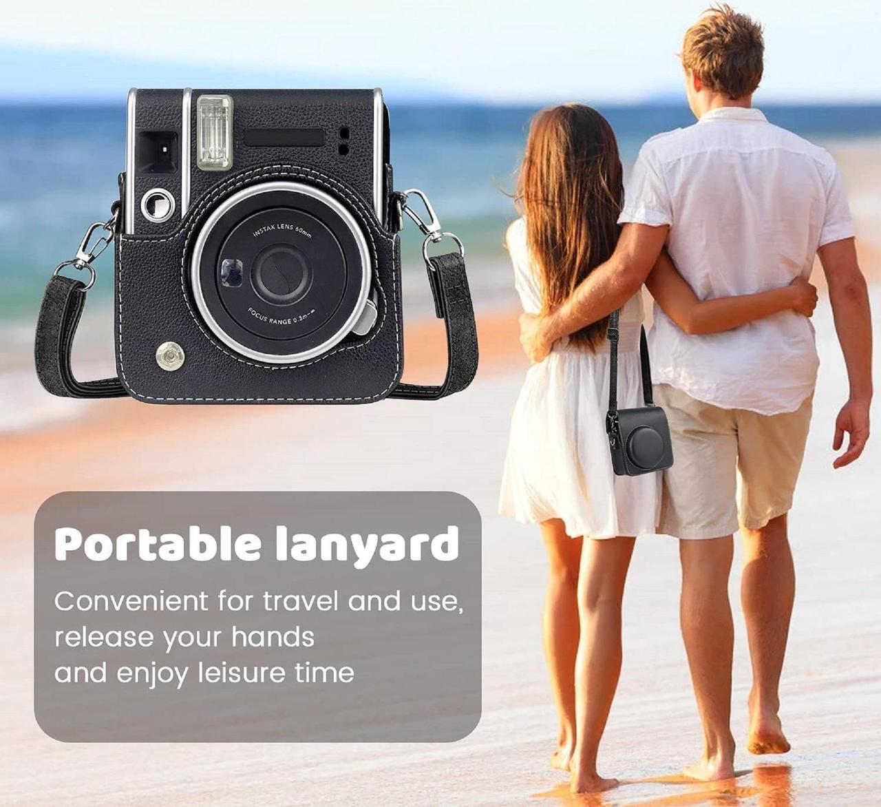 Alt view image 4 of 7 - anicestore Fujifilm Instax Mini 40 Instant Film Camera Case with Adjustable Shoulder Straps - Protective Carrying Bag PU Leather Accessories Cover for Fujifilm Instax Mini 40 Camera (Black)