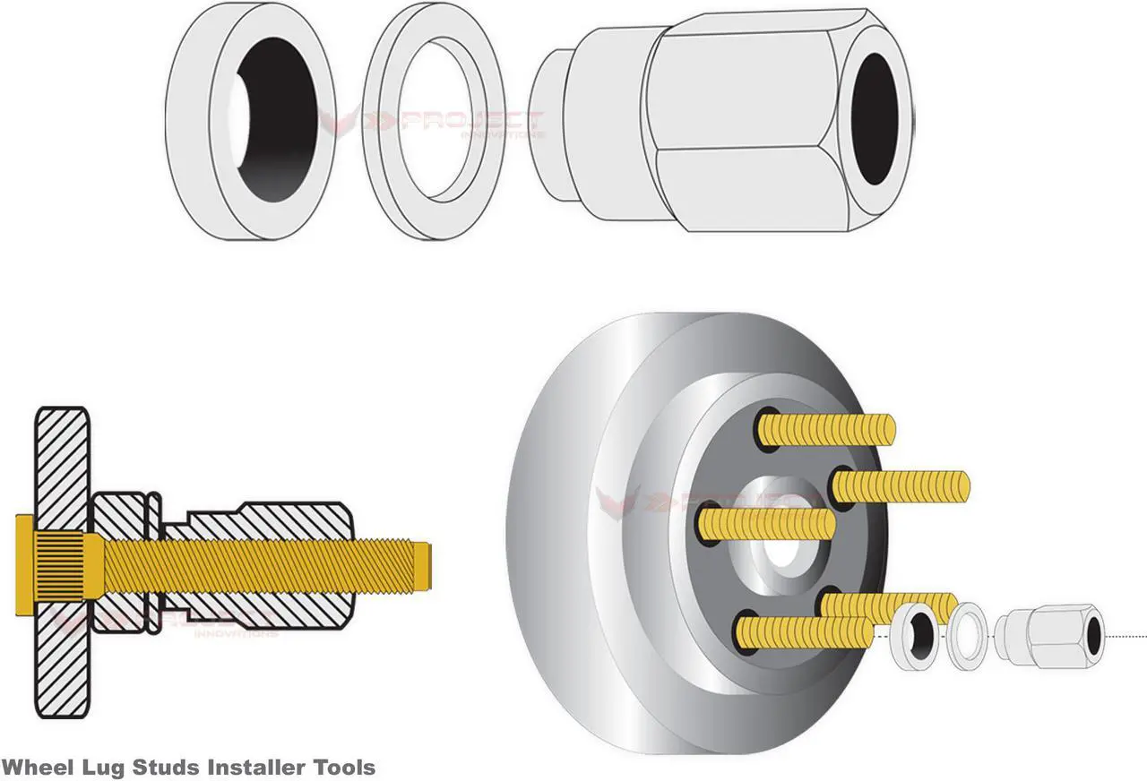 Alt view image 5 of 5 - Wheel Studs Installer Tools Nut Kit Fits Lexus ISF Year 2008-2014 m12x1.5
