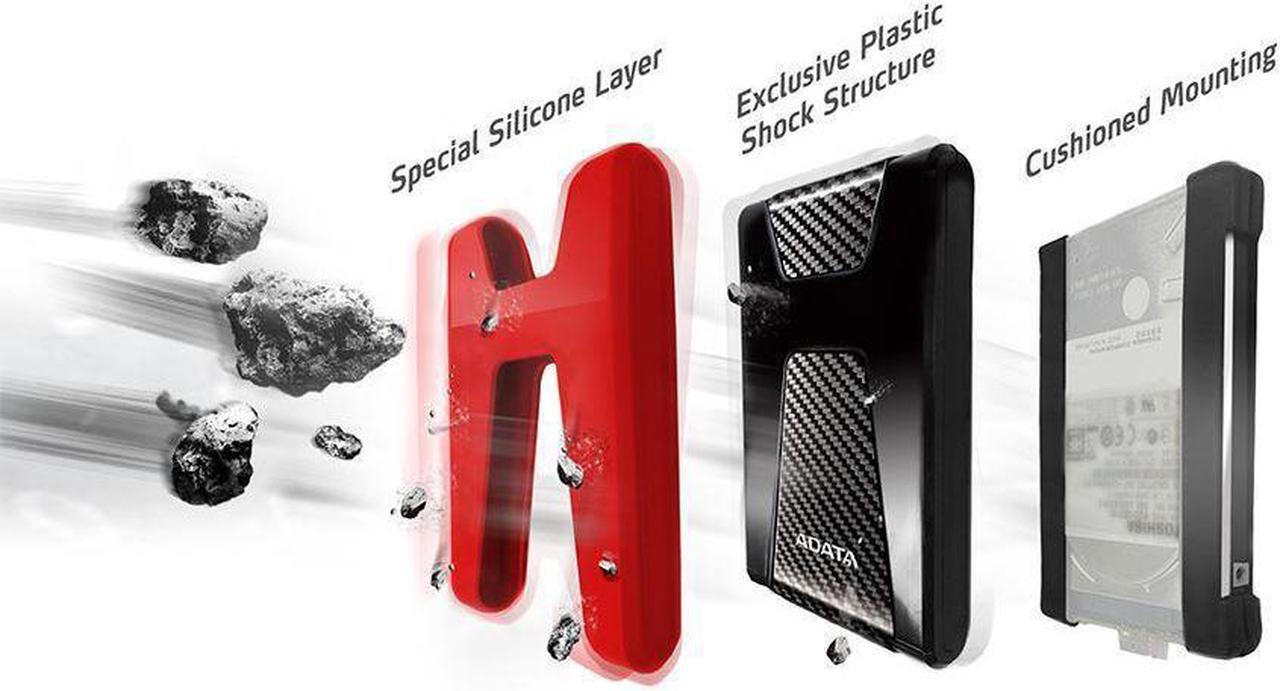 Alt view image 9 of 14 - ADATA Durable Series HD650: 2TB Black External USB 3.1 Portable Hard Drive Gaming Console Compatible