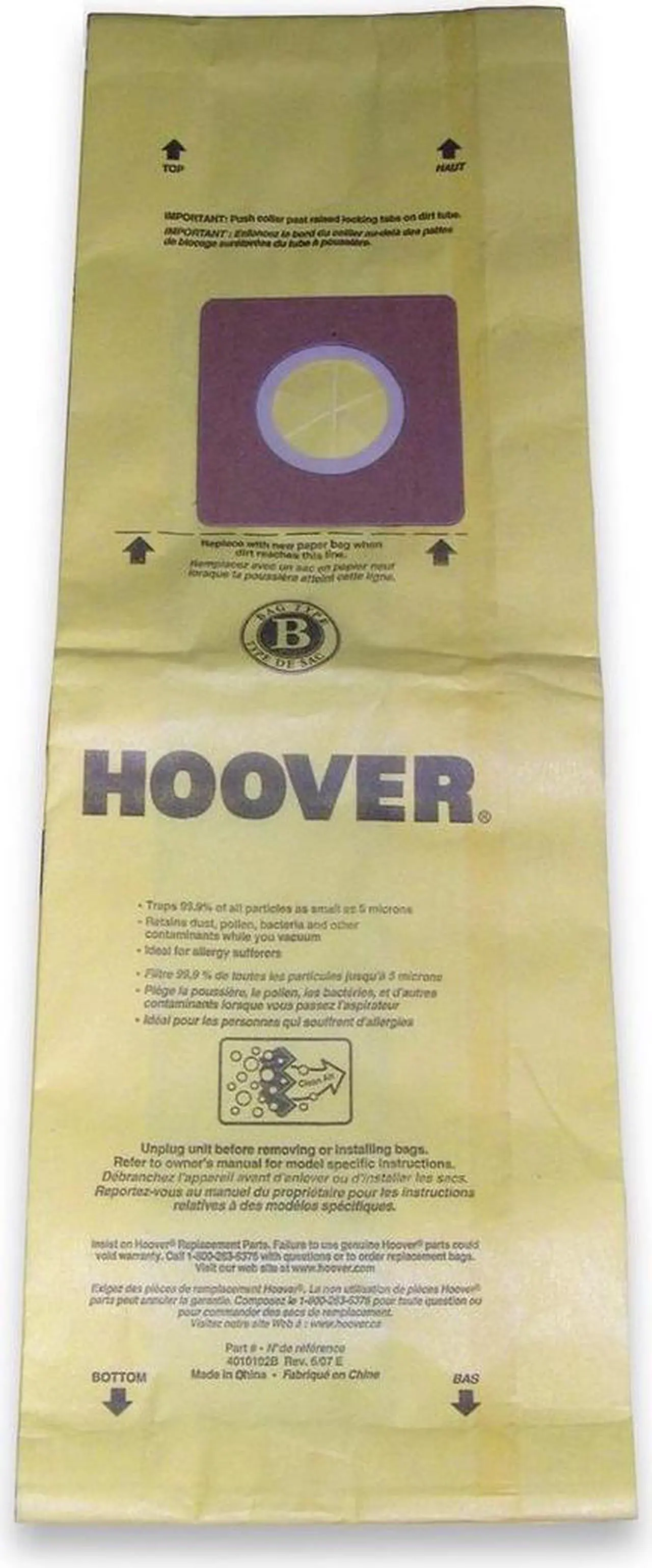 Alt view image 4 of 5 - Hoover Type B Allergen Bag (3-Pack), 4010103B