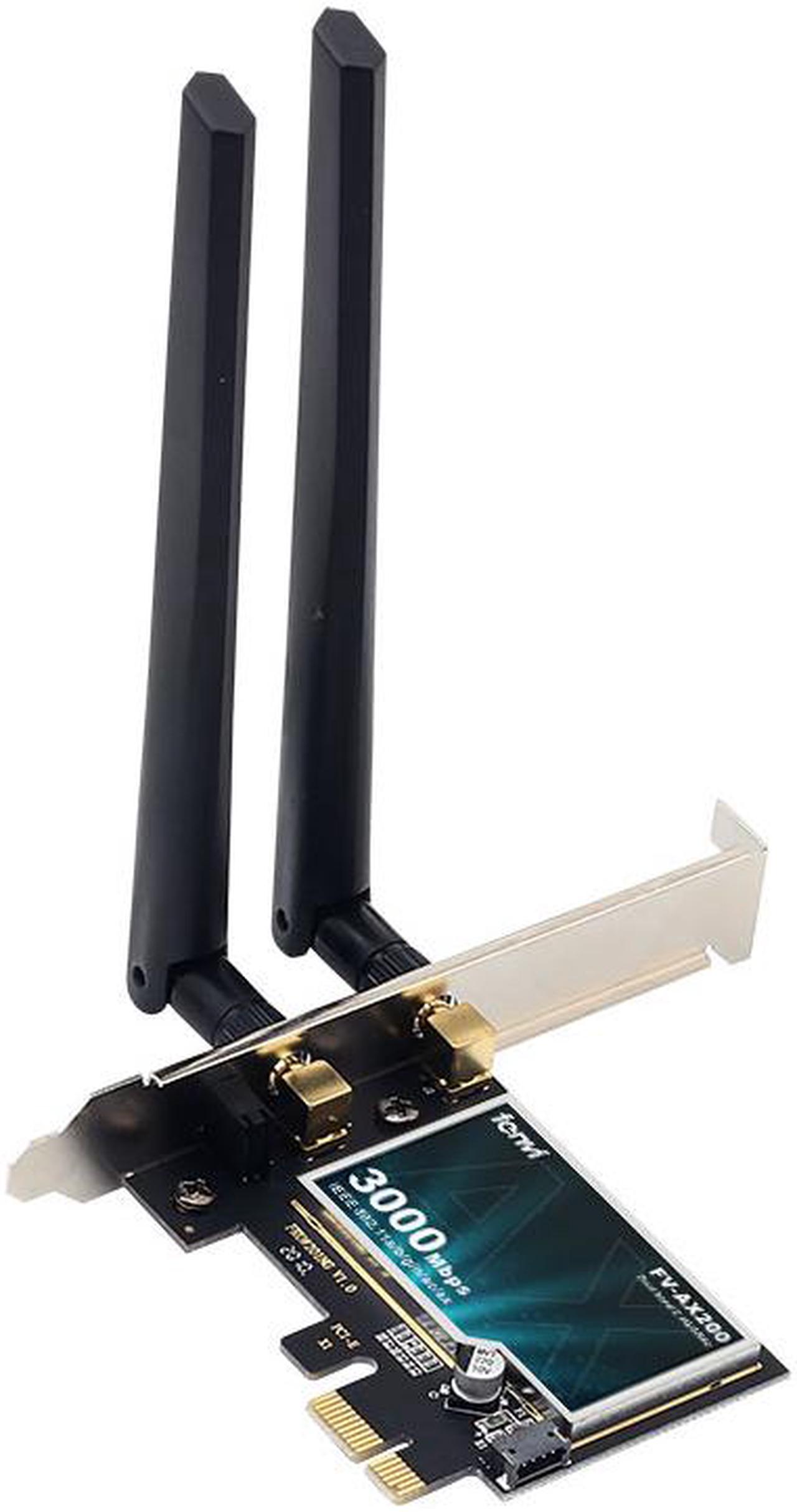 fenvi PCE-AX200 Wireless AX3000 PCIe Desktop WiFi 6 Adapter Intel AX200, 802.11AX,Up to 2400Mbps(5Ghz), 574M(2.4Ghz), Bluetooth 5.2, MU-MIMO, Windows 10/11*64bit, AX200NGW Wifi6 Card, PCI Express Wlan