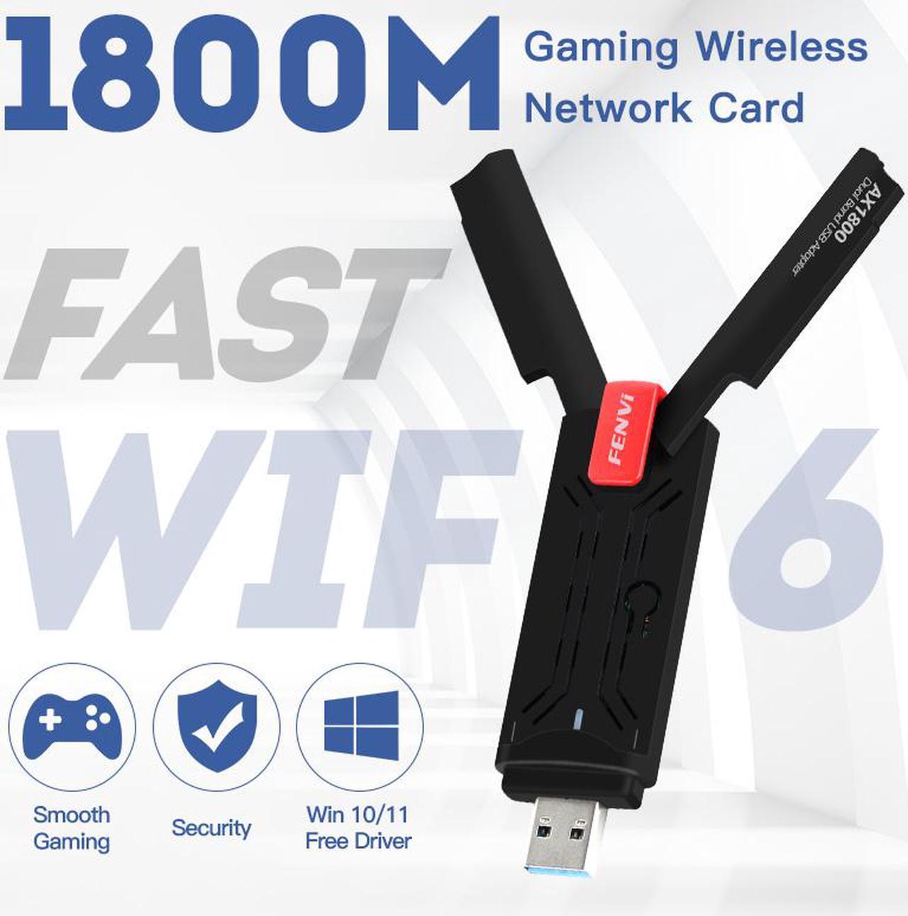 Fenvi USB WiFi 6 Adapter AX1800 USB 3.0 Dual Band Long Range WiFi6 Card 802.11AX Wlan Dongle MU-MIMO Wireless Internet Network for Desktop PC Laptop Windows 10/11 Free Driver  FV-AX1800