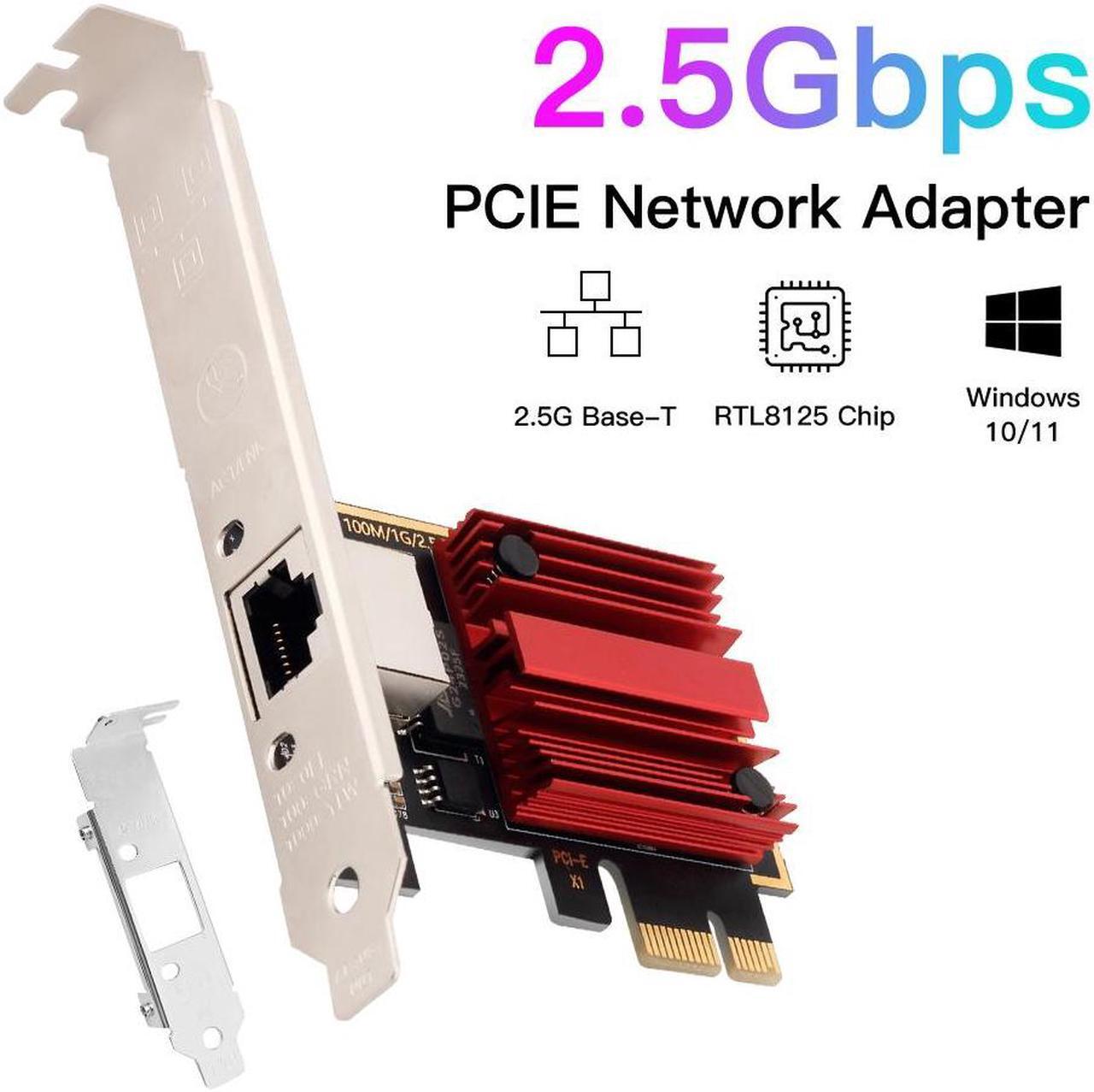 Alt view image 5 of 7 - 2.5GBase-T PCIe Network Adapter, 2500/1000/100Mbps PCI Express Gigabit Ethernet Card RJ45 LAN Controller Support Windows Server/Windows, Standard and Low-Profile Brackets Included PCIe to 2.5 Gigabit
