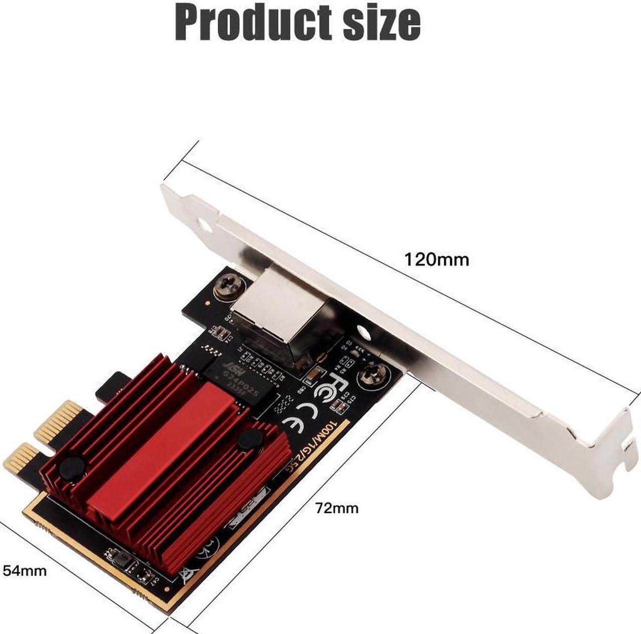 Alt view image 7 of 7 - 2.5GBase-T PCIe Network Adapter, 2500/1000/100Mbps PCI Express Gigabit Ethernet Card RJ45 LAN Controller Support Windows Server/Windows, Standard and Low-Profile Brackets Included PCIe to 2.5 Gigabit
