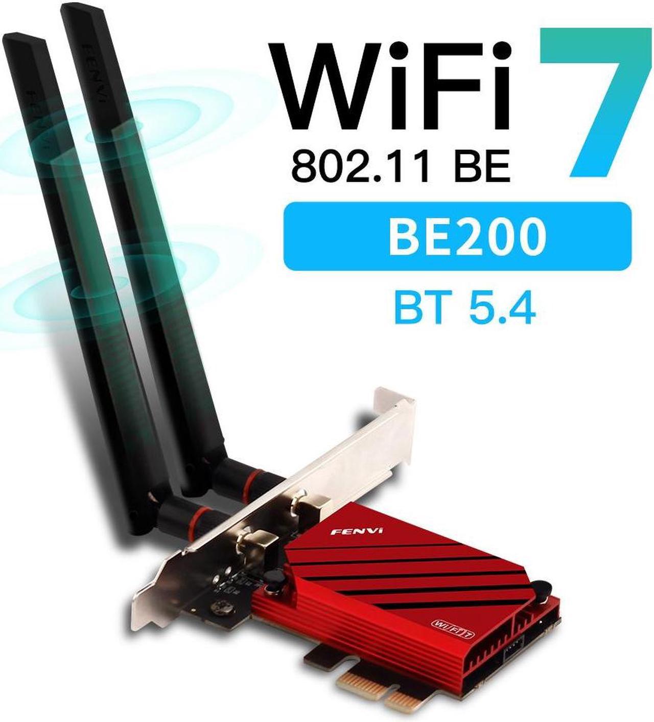 Fenvi WiFi 7 FV-BE8800 Wireless Card 8774Mbps PCIe WiFi Card,Bluetooth 5.4,With Intel WiFi 7 BE200 Chip,Tri-Bands(6GHz/5GHz/2.4GHz) for Gaming PC Desktop,Support Windows 11/10(64Bit),MU-MIMO WiFi 6E