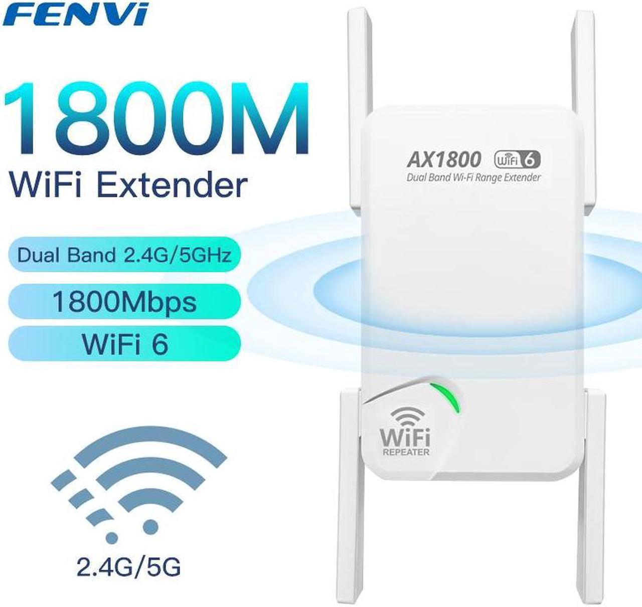 Fenvi AX1800 WiFi 6 Extender Internet Booster WiFi6 Extenders Signal Booster for Home,  Wireless Signal Booster Repeater, Dual Band 5GHz / 2.4GHz Wi-Fi Repeater Gigabit Ethernet Port, AP Mode