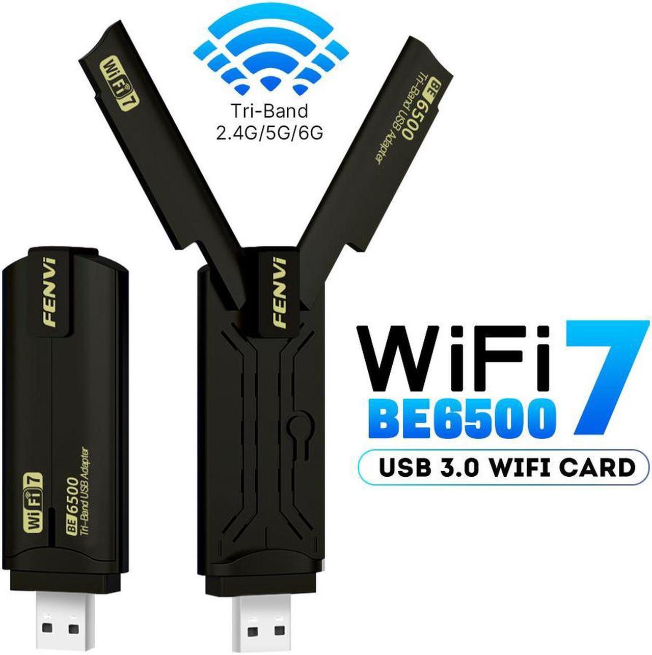 Main image of fenvi WiFi 7 BE6500 USB Adapter, Tri-Band 6G/5G/2.4G USB Dongle High Gain Long Range USB 3.0 Wi-Fi 7 Wireless Network Adapter for Desktop PC Plug and Play on Windows 11/10