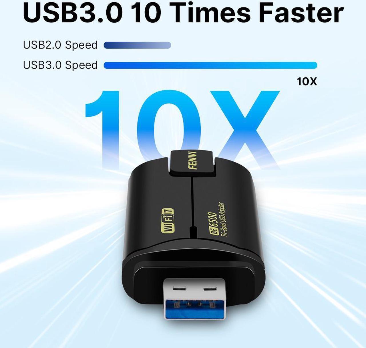 Alt view image 5 of 7 - fenvi WiFi 7 BE6500 USB Adapter, Tri-Band 6G/5G/2.4G USB Dongle High Gain Long Range USB 3.0 Wi-Fi 7 Wireless Network Adapter for Desktop PC Plug and Play on Windows 11/10