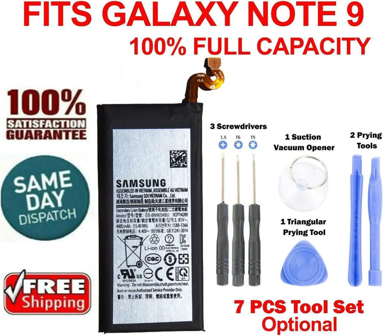 Alt view image 2 of 4 - Samsung Original Replacement Battery for Galaxy Note 9 SM-N960 | Li-Ion 4,000mAh (Internal) EB-BN965ABU - New