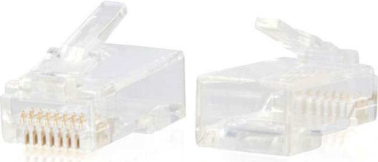 Alt view image 3 of 8 - C2G RJ45 Cat6 Modular Plug for Round Solid/Stranded Cable - 50pk - 50 Pack - 1 x RJ-45 Male - Clear