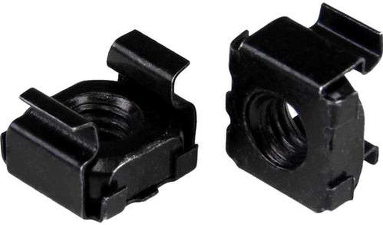 StarTech.com M6 Cage Nuts - 50 Pack, Black - M6 Mounting Cage Nuts for Server Rack & Cabinet - Cage Nut - Steel - Black - 1 Pack