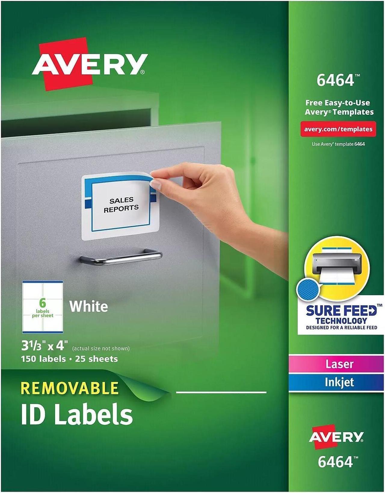Main image of Avery Laser/Inkjet Removable Labels 3-1/3" x 4" White 150 Labels Per Pack