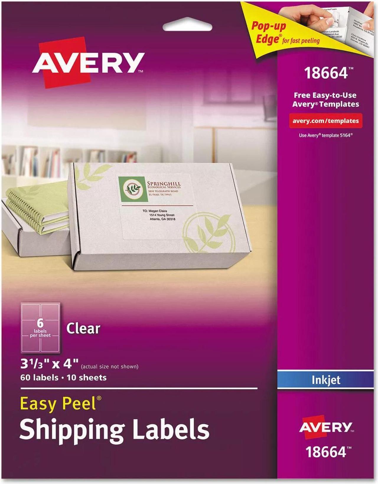 Main image of Avery Clear Easy Peel Mailing Labels Inkjet 3 1/3 x 4 60/Pack 18664