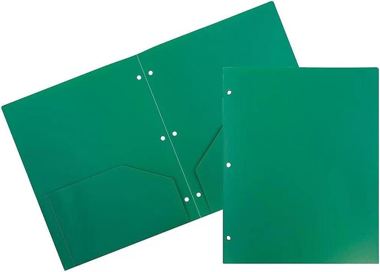 Main image of JAM Paper Heavy Duty Plastic 3 Hole Punch Two-Pocket School Folders Green