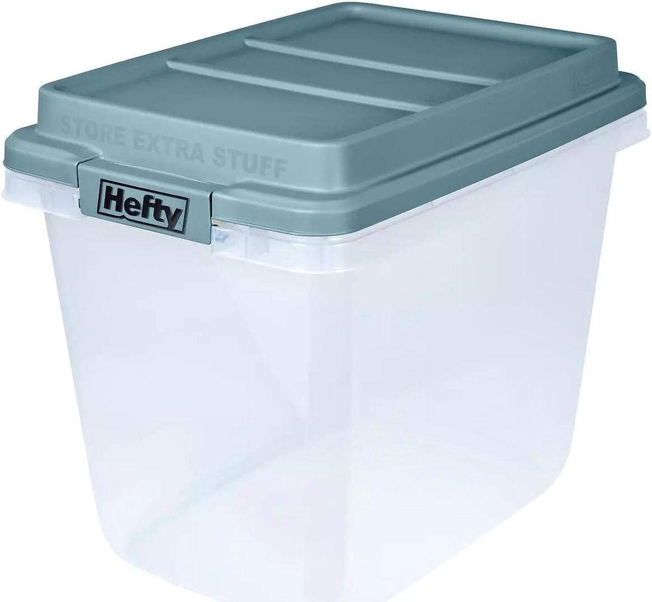 Main image of Hefty 32 Qt. Lift Off Lid Storage Bin Gray/Clear 6/Pack (HFT-7161010665666-6)