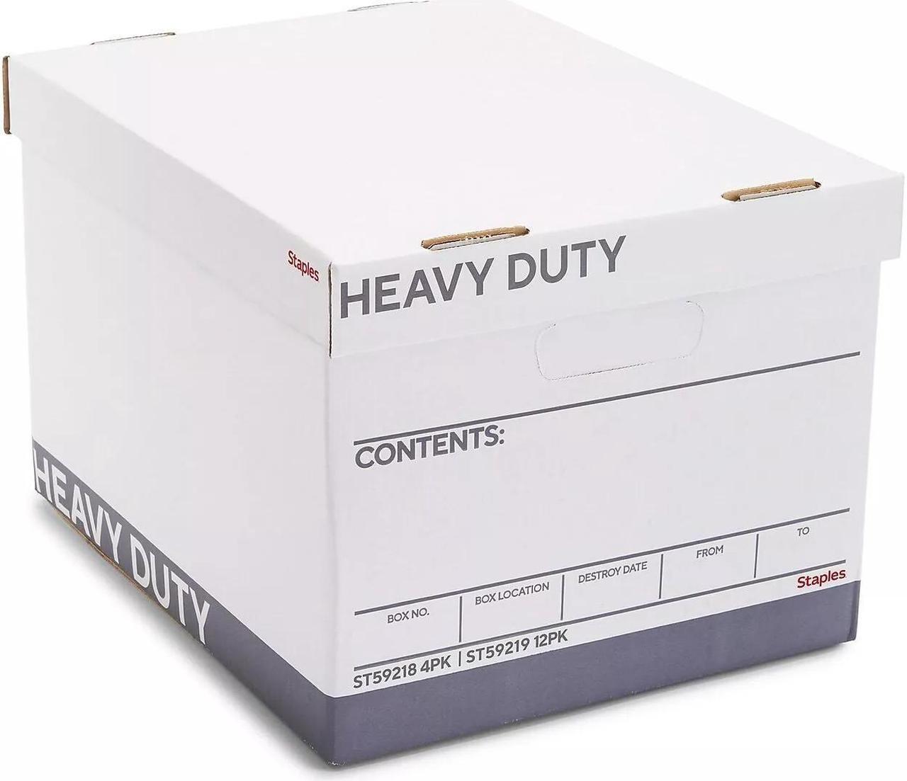 Main image of Staples Corrugated Boxes Letter/Legal Size White/Gray 4/Carton (2522301)