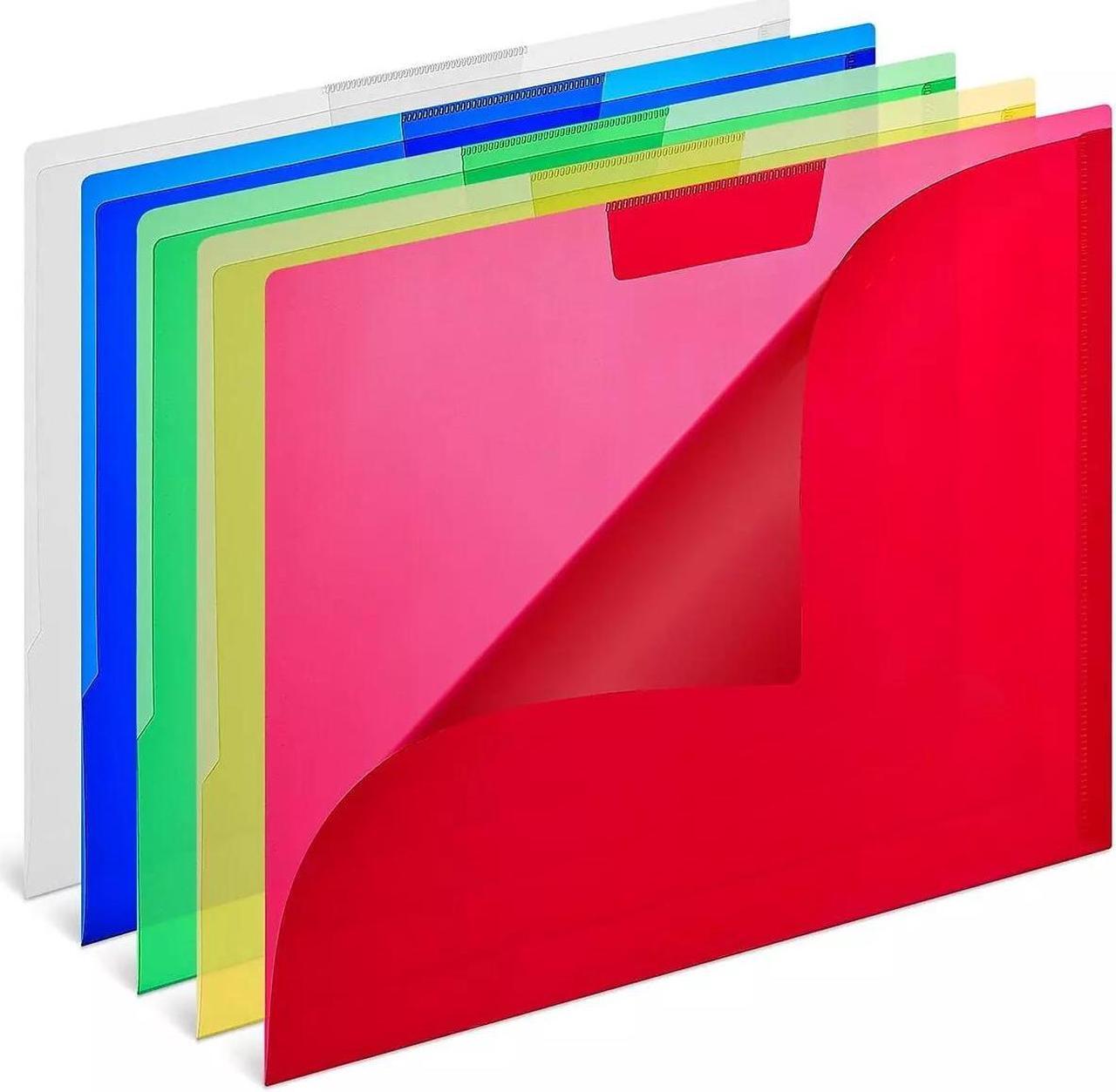 Main image of Staples Heavyweight Plastic File Jackets Letter Size Assorted Colors 5/Pack