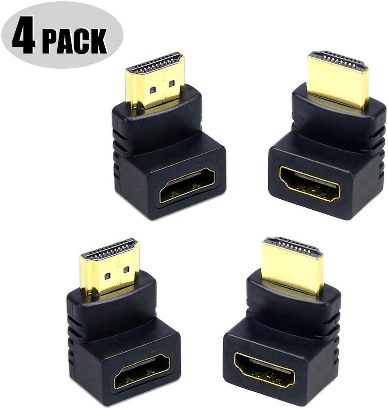 ESTONE 3D&4K Supported HDMI 90 Degree and 270 Degree Right Angle Male to Female Adapter, 4-Pack