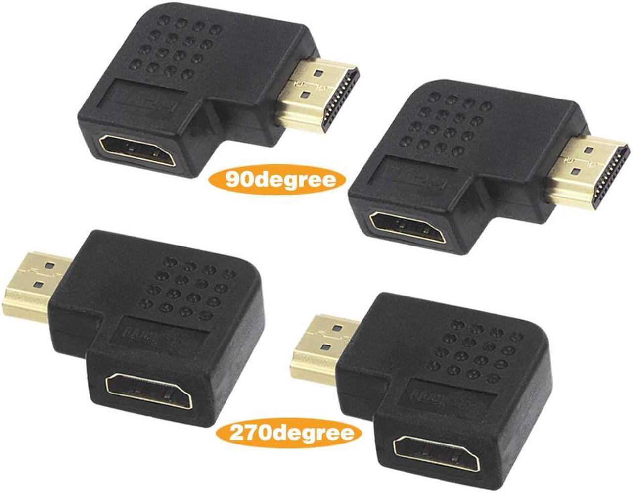 ESTONE HDMI Right Angle Port Saver Adapter (Male to Female) -Flat 90 Degree And 270 Degree, 4-Pack