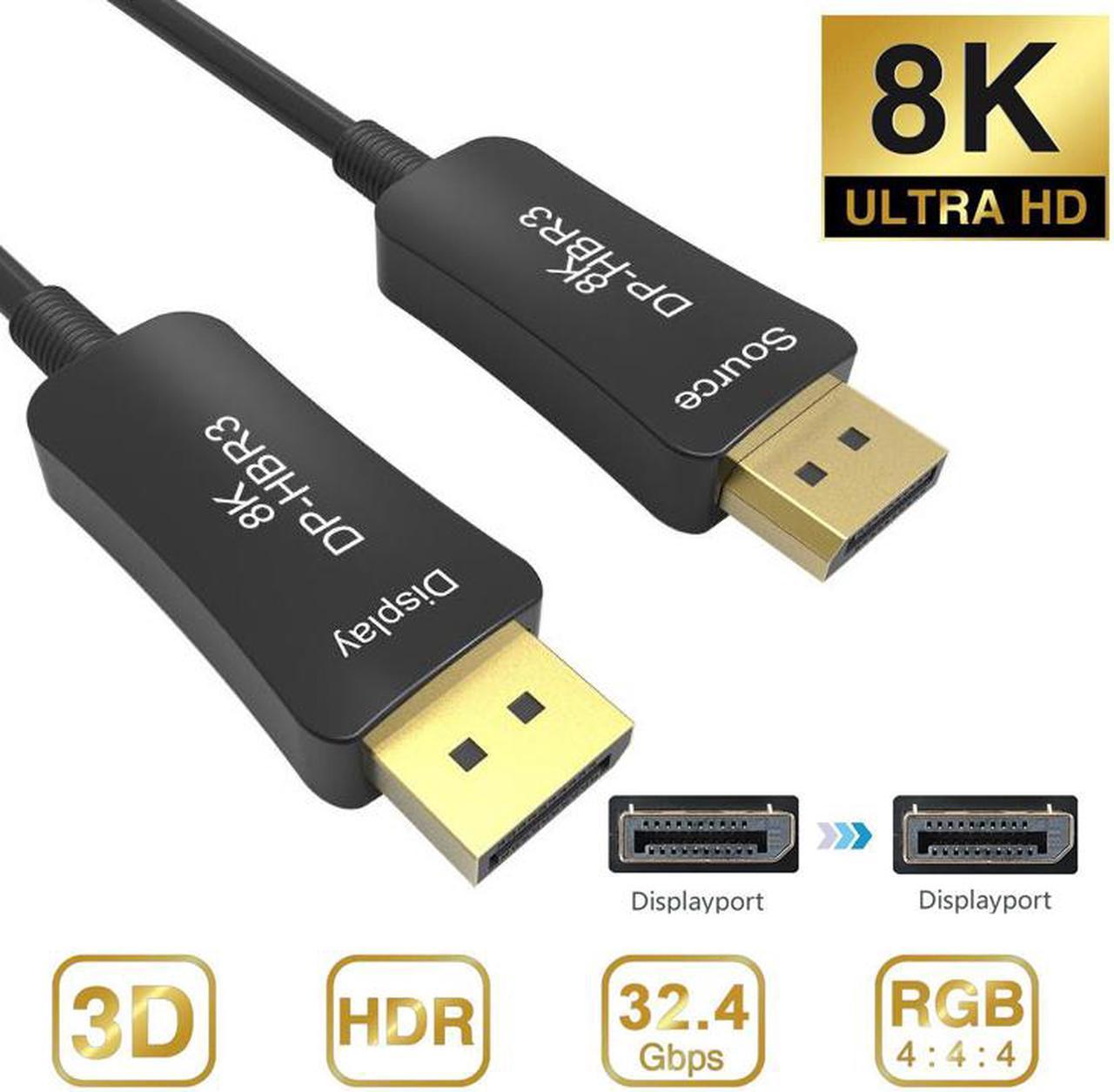 ESTONE 8K DisplayPort 1.4 Cable , DisplayPort (DP) To DisplayPort (DP) Cable, Support 8K 60Hz, 4K 144Hz, HBR3, 7680x4320 Resolution, 32.4Gbps For Laptop PC TV etc- Gaming Monitor Cable - 30m 100ft