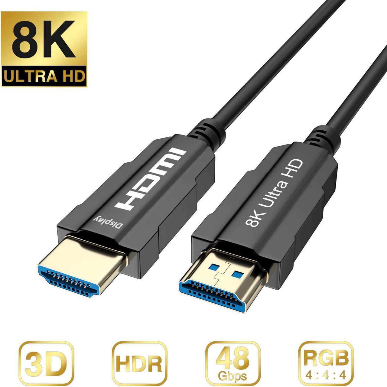 ESTONE 8K Fiber HDMI Cable, HDMI 2.1 Optical Fiber Optic Cable Support 8K@60Hz, 48Gbps, HDCP 2.2, Dolby Visiom 3D Compatible with TV, Xbox 360/ PS4 /PS3 /PC/Laptop/Nintendo Switch,10m 33ft