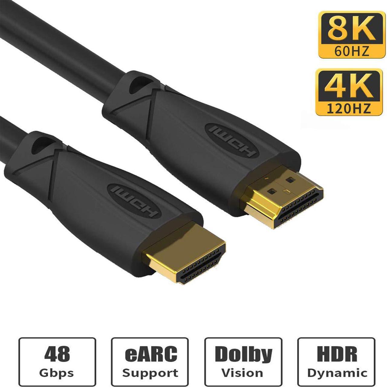 8k Hdmi Cable 48gbps 2.1,8K&60Hz 4K@120Hz 4320P UHD Compatible with  LG Samsung QLED TV Apple TV Gaming Consoles Blu-Ray Players Projectors Any Other Hdmi-Enable Device - 5.9Feet/1.8Meter