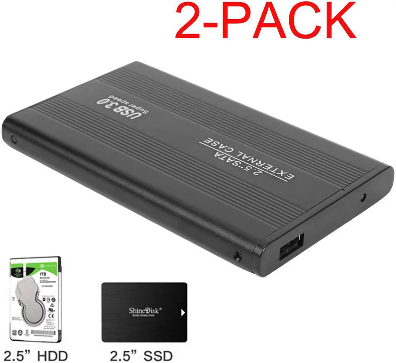 Main image of ESTONE USB 3.0 to SSD / 2.5-Inch SATA External Shockproof Aluminum Hard Drive Enclosure [Support 3TB ] , 2-Pack