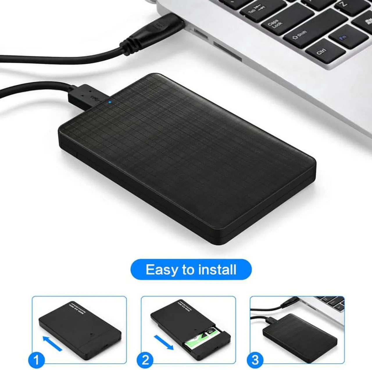 Alt view image 4 of 7 - ESTONE USB 3.0 External Hard Drive Enclosure for 2.5 inch SATA HDD and SSD, 2.5" Hard Disk Case, Optimized for SSD, Support UASP SATA III Compatible for WD, Seagate, Toshiba, Samsung, Hitachi, 2-Pack