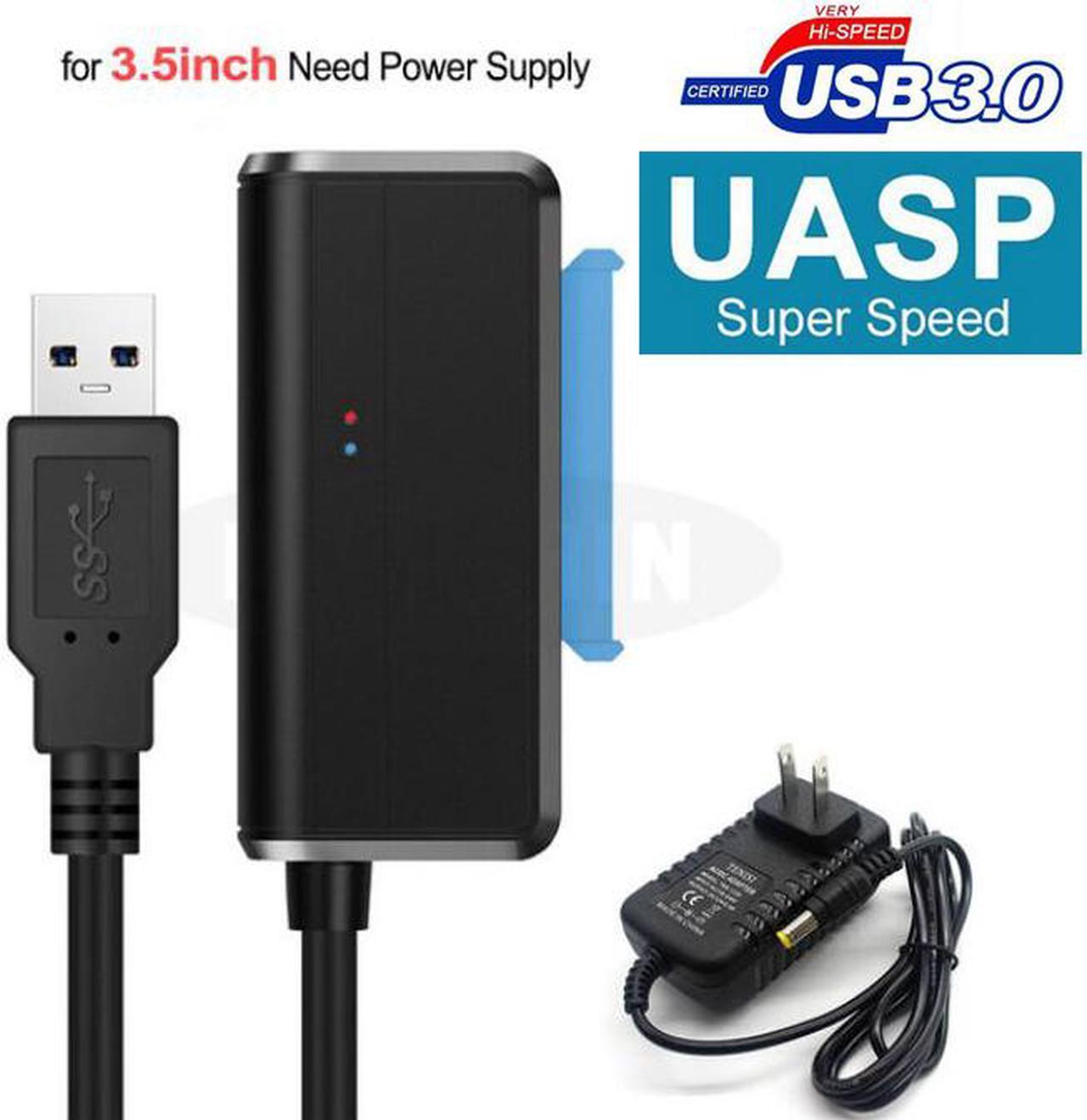 Main image of USB 3.0 to SATA Adapter Converter Cable for 2.5"/3.5" SATA HDD/SSD Hard Drive Disks, Support UASP, Include 12V 2APower Adapter & USB 3.0 Cable, Compatiable for WD, Seagate, Toshiba, Samsung, Hitachi