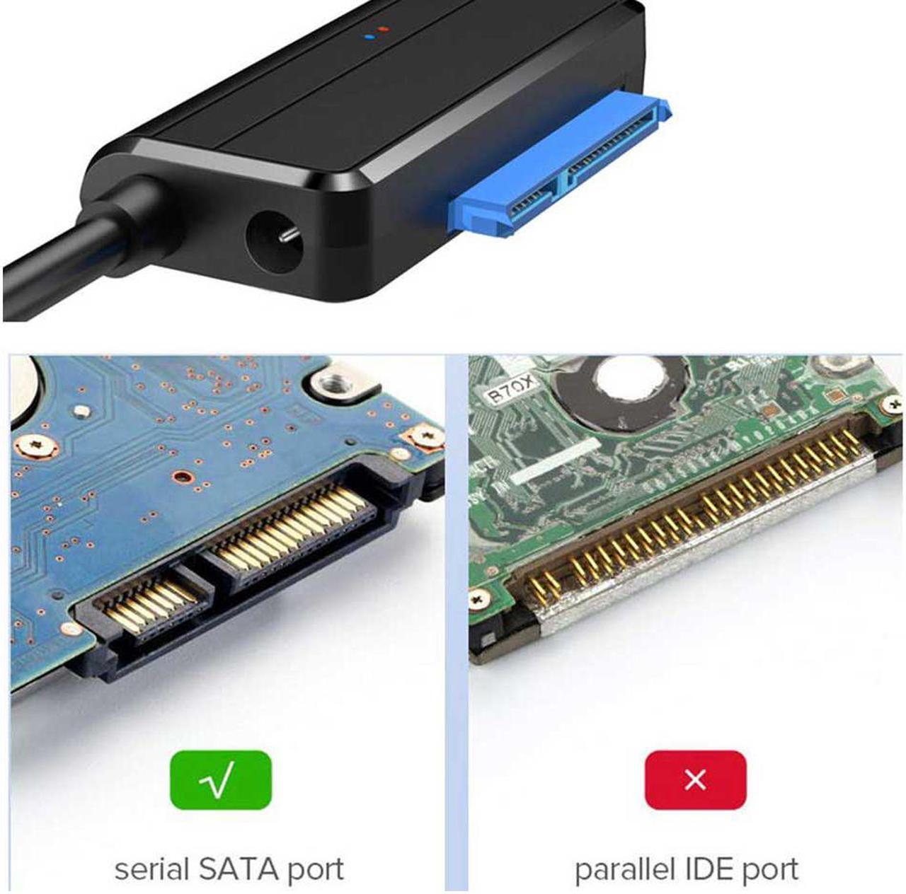 Alt view image 3 of 7 - USB 3.0 to SATA Adapter Converter Cable for 2.5"/3.5" SATA HDD/SSD Hard Drive Disks, Support UASP, Include 12V 2APower Adapter & USB 3.0 Cable, Compatiable for WD, Seagate, Toshiba, Samsung, Hitachi
