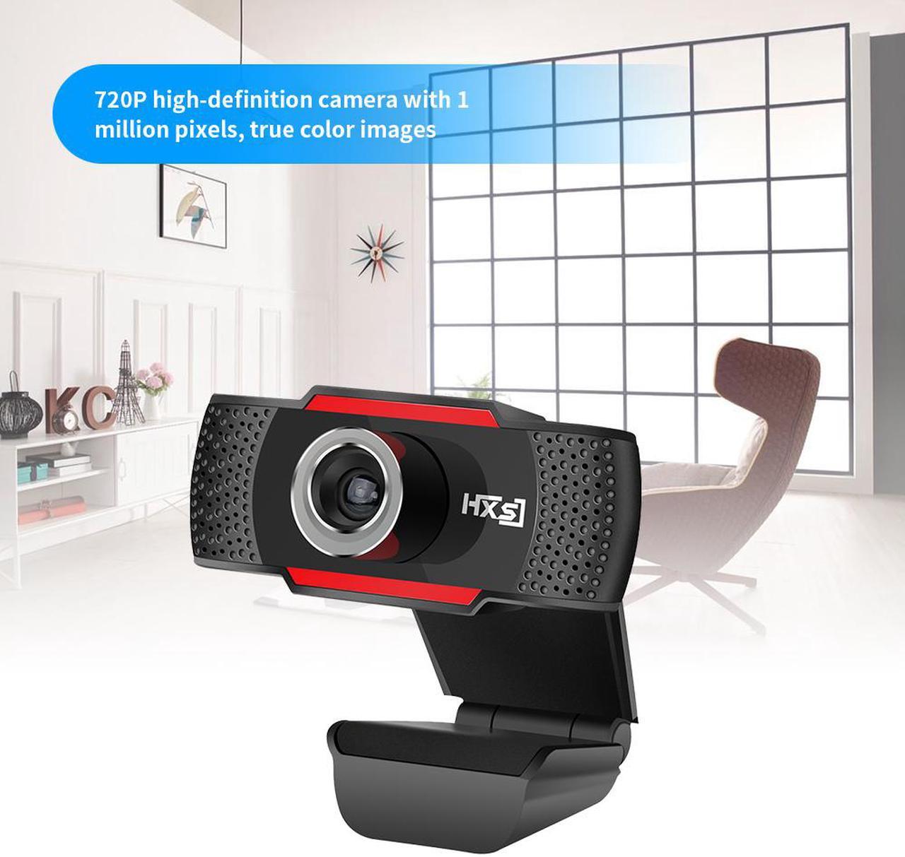 HXSJ S30 720P HD USB Webcam with Sound-absorbing Microphone for Streaming Conferencing Game Web Camera Video Cam for Computer Mac PC Desktop Windows Skype Twitch YouTube ,Black