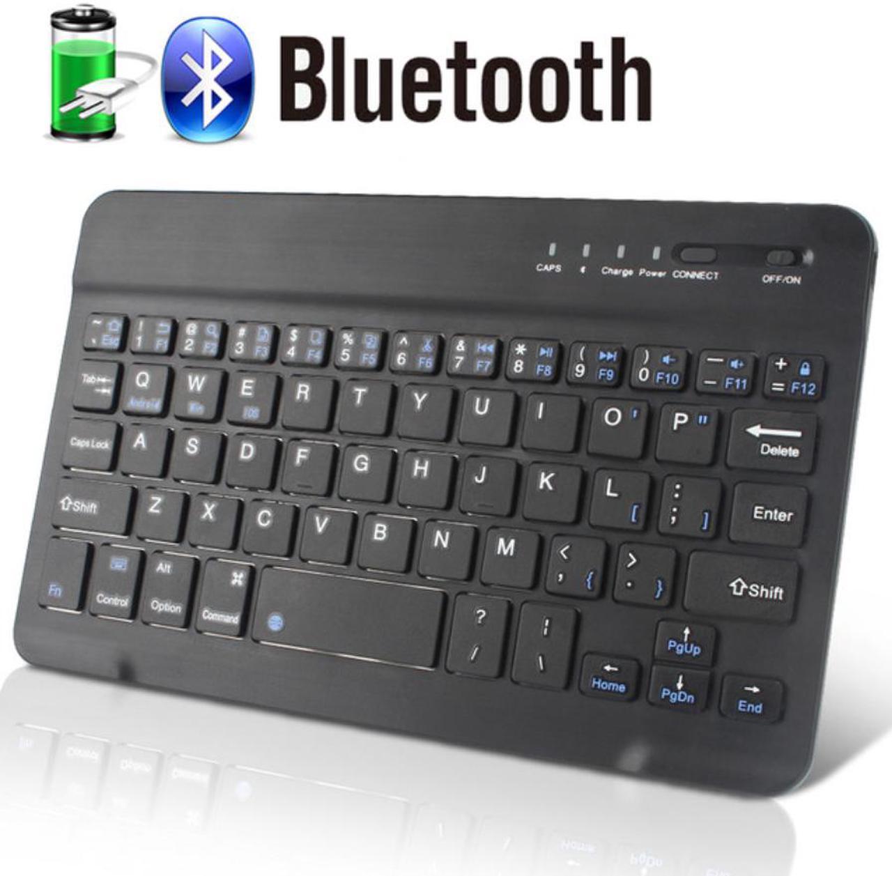 10” Mini Wireless Keyboard Bluetooth Keyboard For ipad Phone Tablet Rubber keycaps Rechargeable keyboard For Android ios Windows,Black