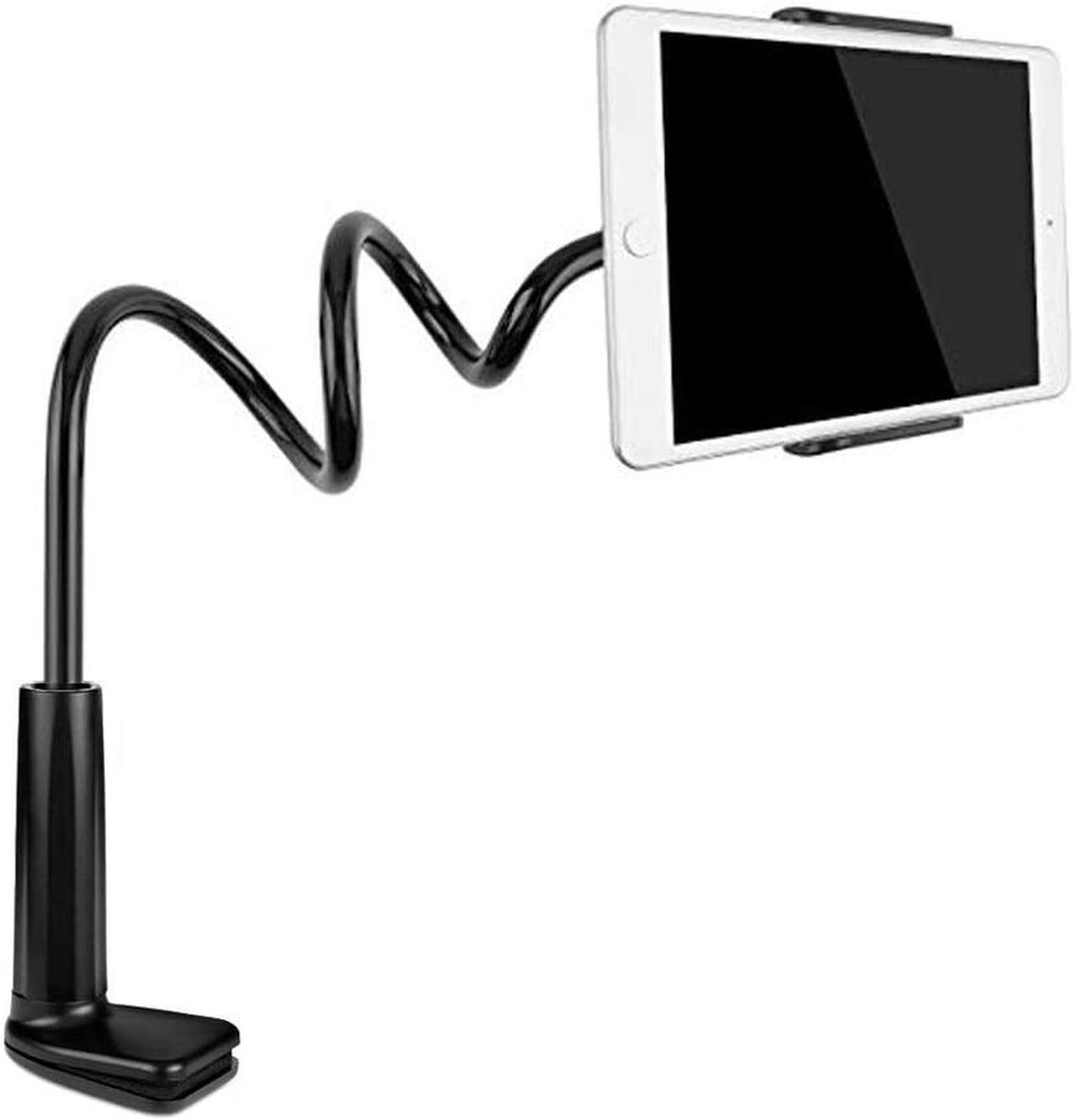 Gooseneck Tablet Mount Holder for Bed -  Flexible Tablet Arm Clamp, Bed Stand for 4.7-10.6" Devices, Such as iPad Mini 7.9, Air 9.7, Pro 10.5, Switch, Galaxy Tabs - Black