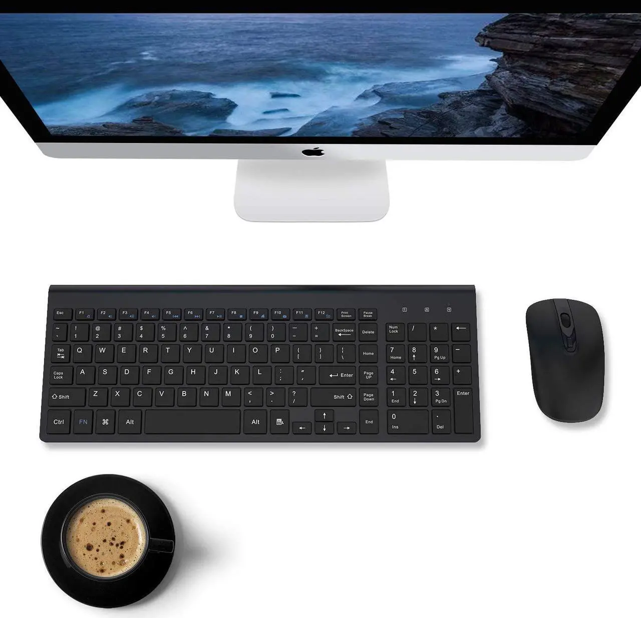 Alt view image 7 of 7 - E168 Wireless Keyboard and Mouse Combo,  Wireless Keyboard and Mouse 2.4GHz Full Size Ultra-Thin Keyboard Mouse for Computer, Laptop, PC, Desktop, Windows 7, 8, 10 -Black