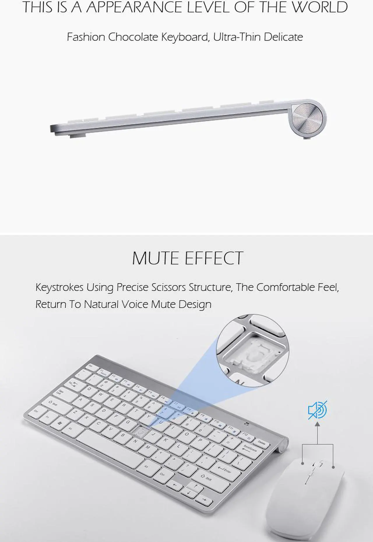 Alt view image 5 of 7 - ESTONE K1088 2.4G Wireless Keyboard and Mouse Combo, Ultra Thin Silent Wireless Keyboard Mouse Combo for Computer, Laptop, PC, Notebook, Desktop(Black)